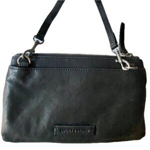 Lucky Brand Mini Crossbody/Clutch/Wallet Black Leather Pockets EUC